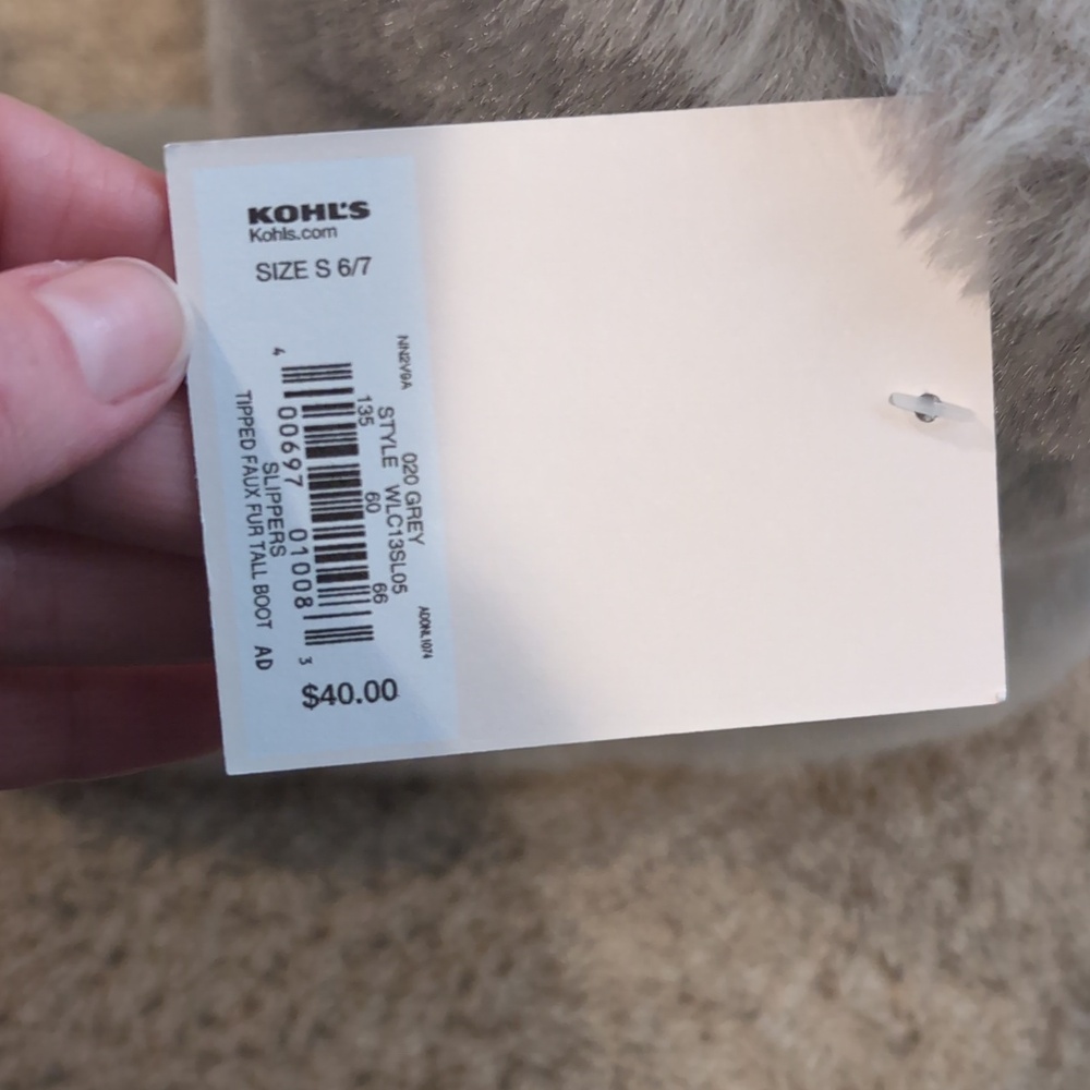 Lauren Conrad Cozy Plush Faux-Fur Bootie Slippers - Light Gray - Picture 5 of 5